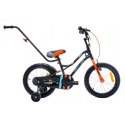 Rowerek dla dzieci 16" tiger bike z pchaczem czarno - pomarańczowy SUN BABY