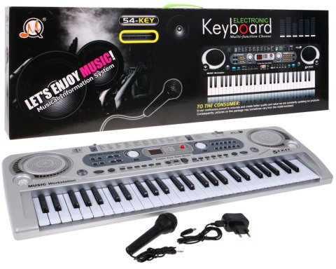 Srebrny Keyboard dla dzieci 5+ Mikrofon + Nagrywanie USB - model nr 824