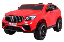 Auto Mercedes GLC 63S dla dzieci Czerwony + Napęd 4x4 + MP4 + LED + Ekoskóra + Wolny Start + EVA