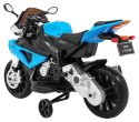 Motor na akumulator BMW S1000 RR dla dzieci Niebieski + Kółeczka pomocnicze + Nóżka podpórka