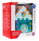 Multidomek sensoryczny dla dzieci 18m+ Mini gry 9 Puzzli + Sortery + Przeplatanka + Zegar