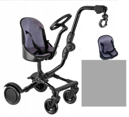 SIDE RIDER Dostawka boczna z siedziskiem mocowana do wózka + poduszka / wkładka Szara