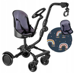SIDE RIDER Dostawka boczna z siedziskiem mocowana do wózka + poduszka / wkładka Tęcza