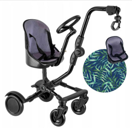 SIDE RIDER Dostawka boczna z siedziskiem mocowana do wózka + poduszka / wkładka Tropikalne Liście