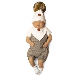 Pom Pom - komplet niemowlęcy czapka z bandanką ALPACA BOHO White & Green