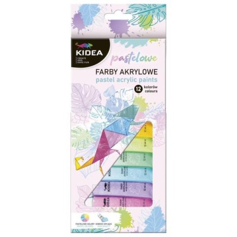 Farby akrylowe pastelowe 12x12ml Kidea