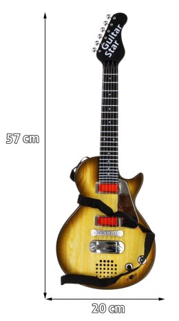 Elektryczna Gitara dla dzieci 3+ imitacja drewna + Słuchawki z mikrofonem + Dźwięki Światła