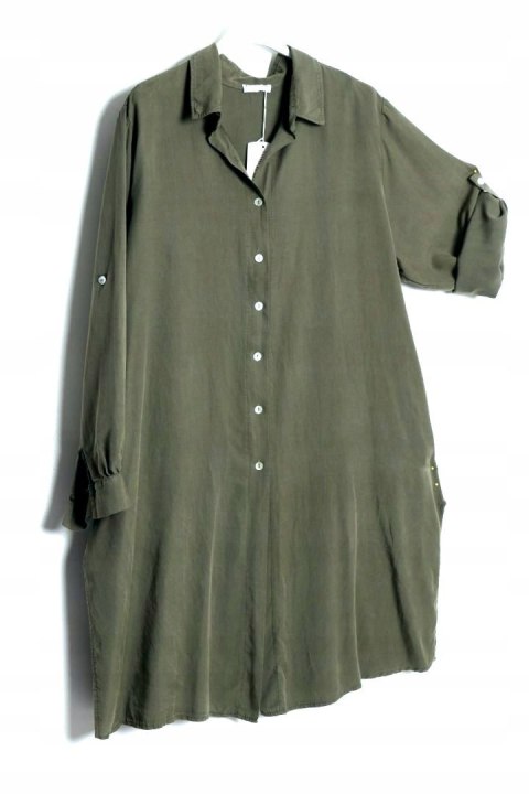 ITALY oversize SZMIZJERKA koszulowa KHAKI r 46/48