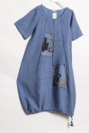 ITALY sukienka OVERSIZE niebieska LEN 46/48/50/52