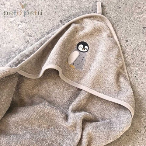 Petu Petu ręcznik okrycie kąpielowe z kapturem 100x100 Penguin