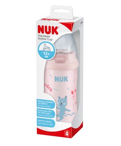 NUK 751289 Kubek ACTIVE CUP 300ml. ustnik silikonowy niekapek 12m-cy.KOTEK*