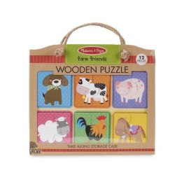MELISSA Drewniane puzzle 6 obrazków Zwierzęta na farmie 41363