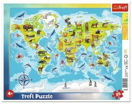 Puzzle 25el ramkowe Mapa świata ze zwierzętami 31340 Trefl p16