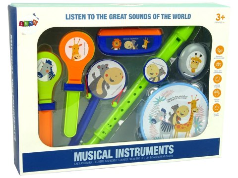 Instrumenty Muzyczne Tamburyn Flet Kołatka Harmonijka Zwierzęta Instrumenty Muzyczne Tamburyn Flet Kołatka Harmonijka Zwierzęta