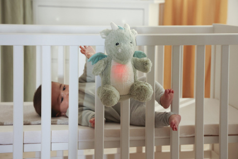 Cloud b® Love Light Buddies Drake the Dragon™ - Szumiący Smok z czujnikiem ruchu i pozytywką