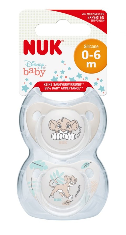 NUK 730750 Smoczek uspokajający silikonowy 0-6m DISNEY KRÓL LEW 2 szt