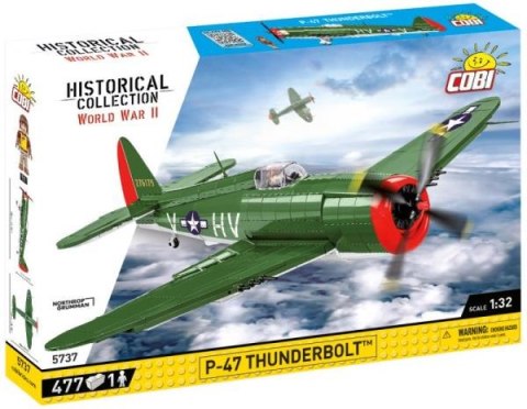 COBI 5737 Historical Collection WWII Samolot myśliwski i myśliwsko-szturmowy P-47 Thunderbolt 477 klocków