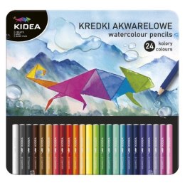 Kredki akwarelowe 24 kolory w metalowym pudełku Kidea