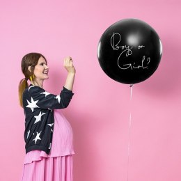 Balon Gender Reveal Chłopiec czy dziewczynka różowe konfetti 100cm