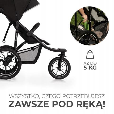 HELSI Kinderkraft Sportowy trójkołowy wózek do biegania do 22 kg - DEEP BLACK