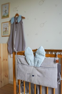 Hi Little One śpiworek do spania z nogawkami dla Niemowlaka TOG 1,0 BIO muślin ELEPHANT Baby Blue/Gray roz M