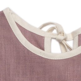 Pom Pom - rozkloszowana bluzeczka z bufkami i spodenki bumpersy z organicznego BIO lnu BOHO LEO Mauve roz. L