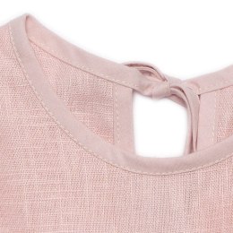 Pom Pom - rozkloszowana bluzeczka z bufkami i spodenki bumpersy z organicznego BIO lnu BOHO LEO Rose roz. S