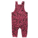 Jollein - Ogrodniczki rozpinane z BIO bawełny organicznej LEOPARD Maroon Red 50/56