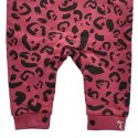 Jollein - Ogrodniczki rozpinane z BIO bawełny organicznej LEOPARD Maroon Red 50/56