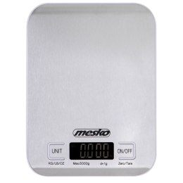 Mesko MS 3169 Waga kuchenna elektroniczna precyzyjna inox max 5kg/ 1g biała