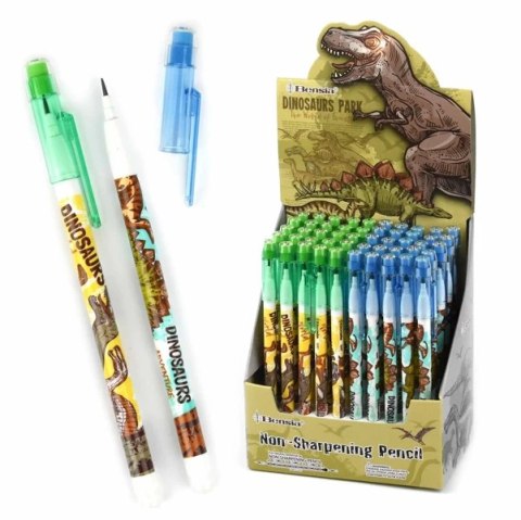 Ołówek bez temperowania z wymiennymi wkładami - Dino display 50 szt