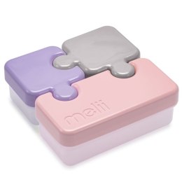 Melii - innowacyjny lunchbox PUZZLE Pink/Grey/Purple - 3 pojemniki na śniadanie