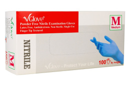Rękawiczki nitrylowe medyczne 8%VAT niebieskie VGlove nitrile medical r. M 100 szt.