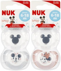 NUK 736124 Smoczek uspokajający silikonowy 6-18m DISNEY MYSZKA MIKI 2 szt/box