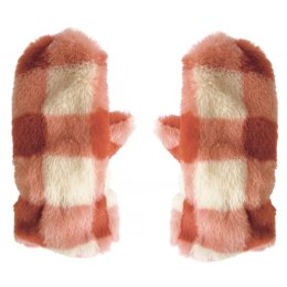 Rockahula Kids rękawiczki zimowe dla dziewczynki Furry Checked Coral 3-6 lat