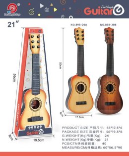 Gitara Klasyczna dla dzieci 3+ Ciemny Brąz Zabawkowy Instrument + 6 Metalowych Strun