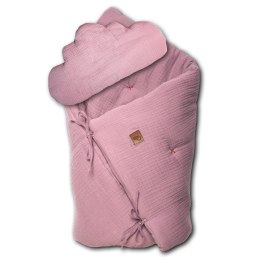 Hi Little One kołderka rożek z podusią z oddychającej organicznej BIO bawełny Baby Pink