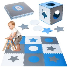 Puzzle piankowe mata dla dzieci 180x180cm 9 elementów szaro-niebieska