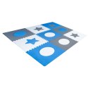 Mata edukacyjna piankowa puzzle szara niebieska 60 x 60 x 1 cm 9 elementów