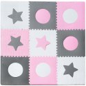 Mata edukacyjna piankowa puzzle szara różowa 60 x 60 cm 9 elementów