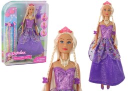 Lalka Księżniczka Purpurowa Sukienka Zestaw Doczepianych Warkoczyków