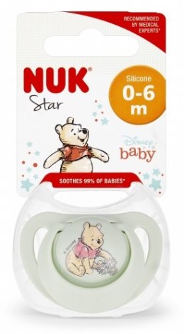 NUK 730905 Smoczek uspokajający silikonowy 0-6 m-cy STAR Kubuś 1szt.