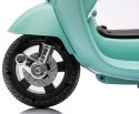 Jeździk akumulatorowy Scooter Vespa z siedzeniem z ekoskóry z przeszyciem i oparciem - turkusowy