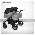 Riko BASIC SAXO Wózek bliźniaczy 2w1 głęboko-spacerowy - 05 Grey Fox
