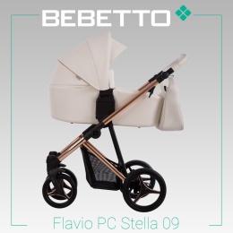 FLAVIO PREMIUM CLASS 3w1 Bebetto wózek wielofunkcyjny do 22kg z fotelikiem Ramatti Mars 0m+ kolor STELLA 09