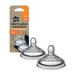 TOMMEE TIPPEE TTP42122452 Smoczki do butelki fast flow 2pak Anti-Colic 6+