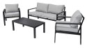 Meble Ogrodowe Aluminiowe Sofa + Dwa Fotele + Stolik