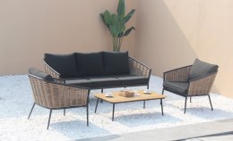 Duży Zestaw Mebli Ogrodowych Aluminiowe Sofa + Dwa Fotele + Stolik