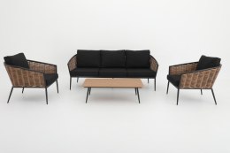 Duży Zestaw Mebli Ogrodowych Aluminiowe Sofa + Dwa Fotele + Stolik