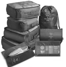 Organizery do walizki zestaw podróżny 7 sztuk akcesoria do przechowywania ubrań torby wodoodporne worek na buty czarny